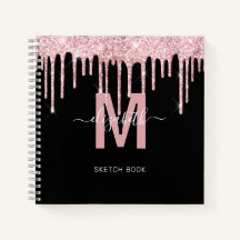 Chic Rosa Dripping Glitter Monogram Sketch