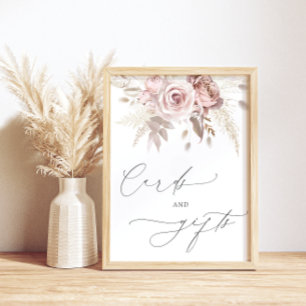 Chic Rosa Dusty Ro Blommigt Cards and Gifts Poster
