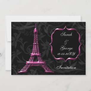 chic rosa eiffel torn Paris bröllopsinbjudan Inbjudningar