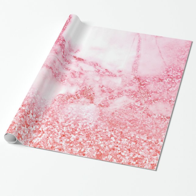 Chic Rosa Elegant Ro Guld Marble Presentpapper (Utrullad)