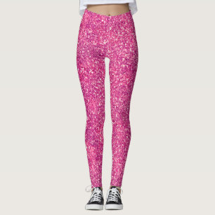 Chic Rosa Faux Glitter Sparkles Girly Glam Leggings