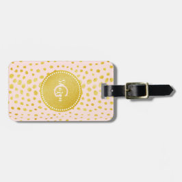 Chic rosa faux guld glitter cheetah print monogram bagagebricka