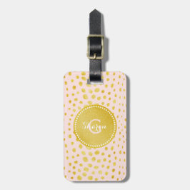 Chic rosa faux guld glitter cheetah print monogram bagagebricka