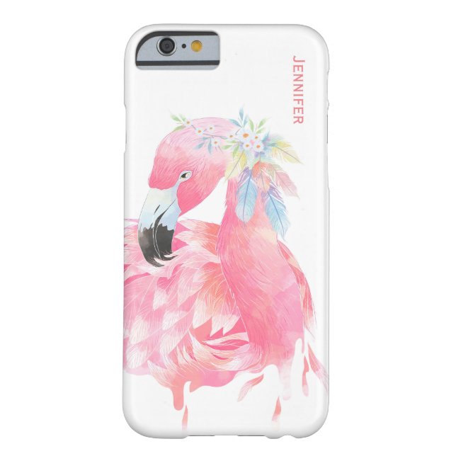 Chic Rosa Flamingo Anpassningsbar iPhone 6 Fodral Case-Mate iPhone Skal (Baksidan)