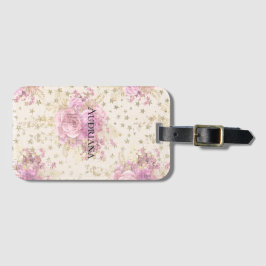Chic Rosa Flowers Bagagebricka