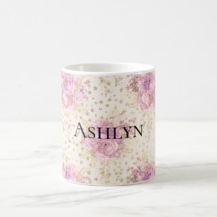 Chic Rosa Flowers Kaffemugg