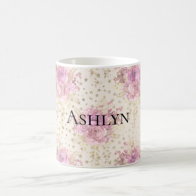 Chic Rosa Flowers Kaffemugg (Center)