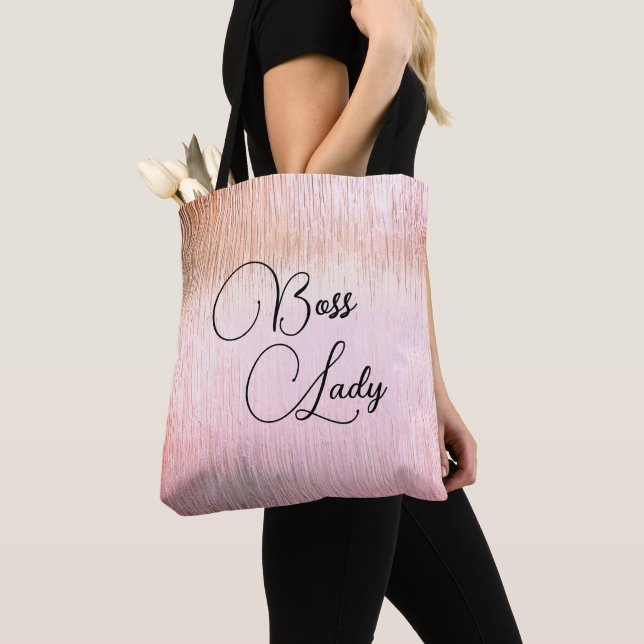 Chic Rosa Frosted Glass Chef Dam Tote Bag Tygkasse (Närbild)