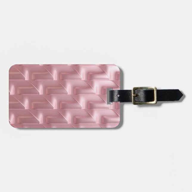 Chic Rosa Geometric Luggage Tag - Snyggt Bagagebricka (Horisontell Framsida)