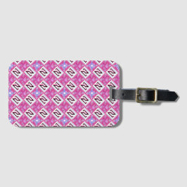 Chic Rosa Geometrisk Alfabet N Initial Bagagebricka