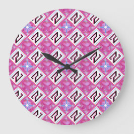 Chic Rosa Geometrisk Alfabet N Initial Stor Klocka