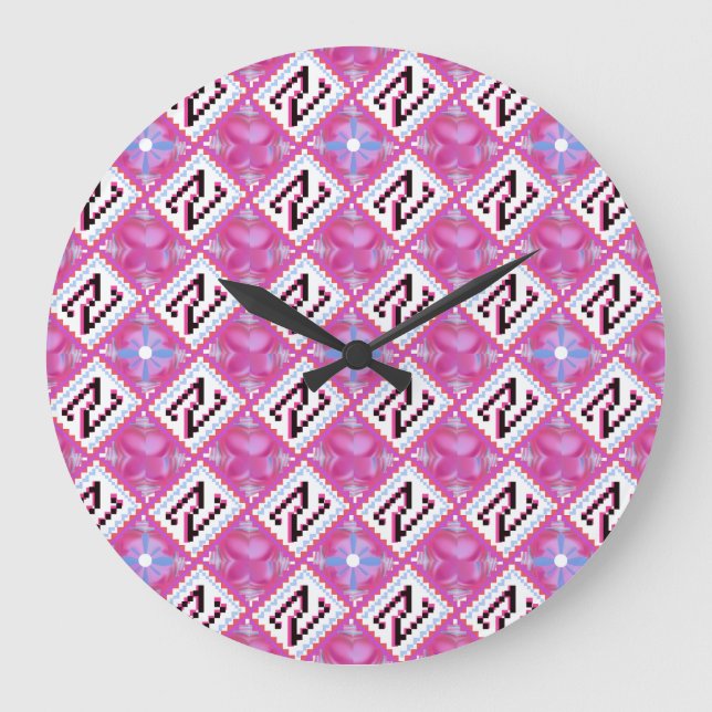 Chic Rosa Geometrisk Alfabet N Initial Stor Klocka (Framsida)