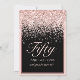 Chic rosa glitter 50 och fantastisk födelsedag inbjudningar