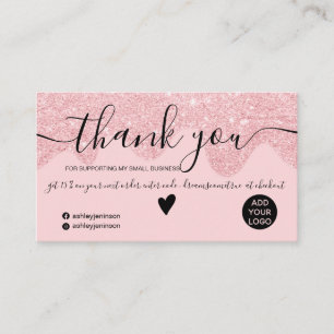 Chic rosa glitter droppar order tack visitkort