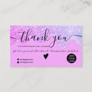 Chic rosa glitter droppar order tack visitkort
