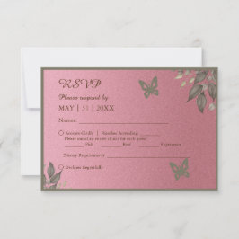 Chic Rosa Glitter Foliage bröllop OSA Kort