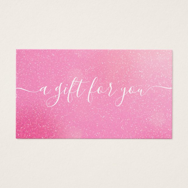 Chic Rosa Glitter Gift Certificate Visitkort (Framsidan)