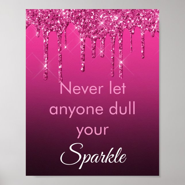 Chic Rosa Glitter Gnista Motiverande Lyx Poster (Framsidan)