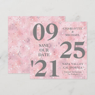 Chic Rosa Glitter Gnistra Modern spara datum Inbjudningar