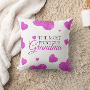 Chic Rosa Glitter Hearts Grandma Kudde