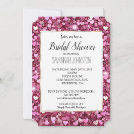 Chic Rosa Glitter Hearts Inbjudningar