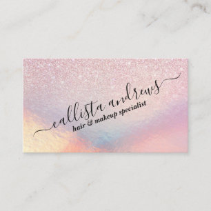 Chic Rosa Glitter Iridescent Holografisk övertonin Visitkort