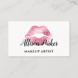 Chic Rosa Glitter Läppar Makeup Artist Visitkort