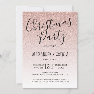 Chic Rosa Glitter Ombre jul Party Inbjudningar
