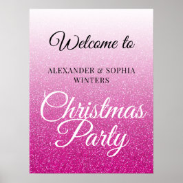 Chic Rosa Glitter Ombre jul Party Välkommen till Poster