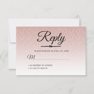 Chic Rosa Glitter Ombre Sweet 16 OSA Inbjudningar