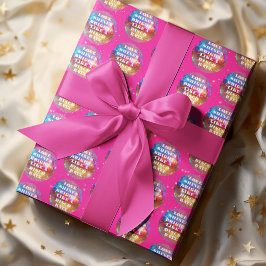 Chic Rosa Glitter Retro Diskobollar Bröllop Presentpapper