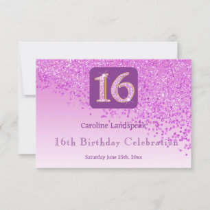 Chic Rosa Glitter, sexton OSA på födelsedagen Kort