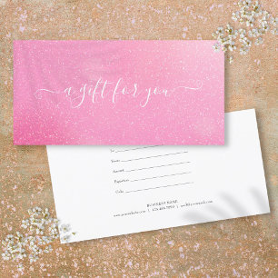 Chic rosa glitterkundcertifikat