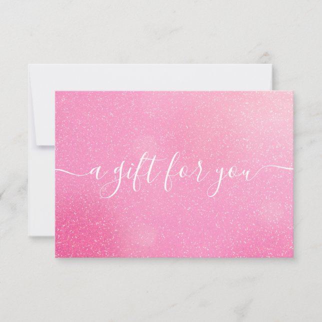 Chic rosa glitterpresentcertifikat (Framsida)