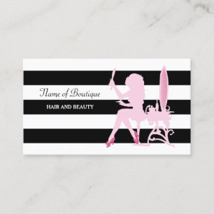 Chic Rosa Glitz Girl Black Rand Hair Boutique Visitkort