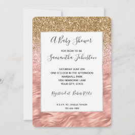 Chic Rosa Glitz Zebra tryck Baby Shower Inbjudningar