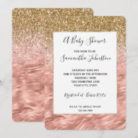 Chic Rosa Glitz Zebra tryck Baby Shower