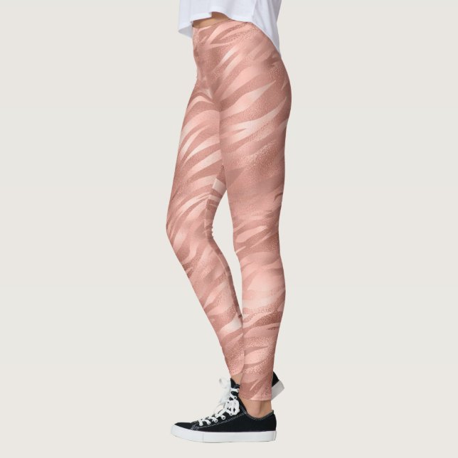 Chic Rosa Glitz Zebra tryck Leggings (Vänster)