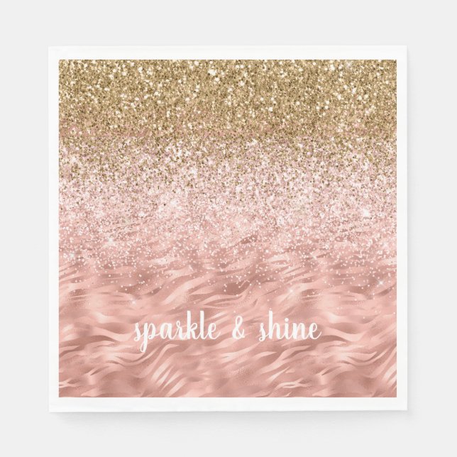 Chic Rosa Glitz Zebra tryck Pappersservett (Framsidan)