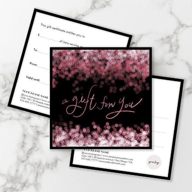 Chic Rosa Gnistra Salon Business Gift Card Julkort (Skapare uppladdad)
