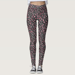 Chic Rosa Grått Leopard Skriv ut Leggings
