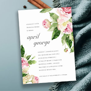 CHIC ROSA GRÖNT BLOMMIGT MÖHIPPA INBJUDAN