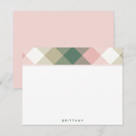 Chic Rosa Grönt Play Personlig Flat Note Card Anteckningskort