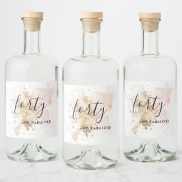 Chic Rosa & Guld 40:e födelsedagen Spritflaskor Etikett