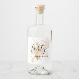 Chic Rosa & Guld 40:e födelsedagen Spritflaskor Etikett
