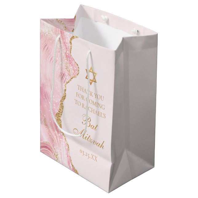 Chic Rosa Guld Agate Bat mitzvah Anpassningsbarna  (Framsidan Vinklad)