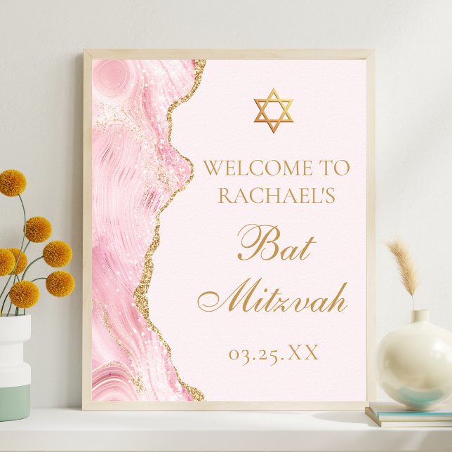 Chic Rosa Guld Agate Bat mitzvah Anpassningsbarna  Poster (Skapare uppladdad)