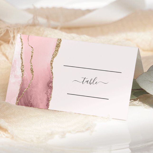 Chic  Rosa Guld Agate Bröllop Bord Placeringskort (Skapare uppladdad)