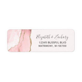Chic  Rosa Guld Agate Bröllop Returadress Etikett