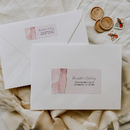 Chic Rosa Guld Agate Bröllop Returadress Returadress Etikett